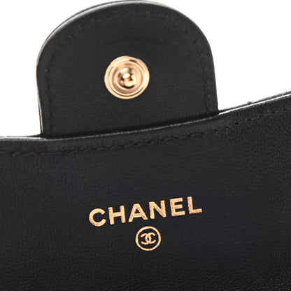 Chanel Lambskin Quilted Flap Card Holder Wallet Black 6 of 9