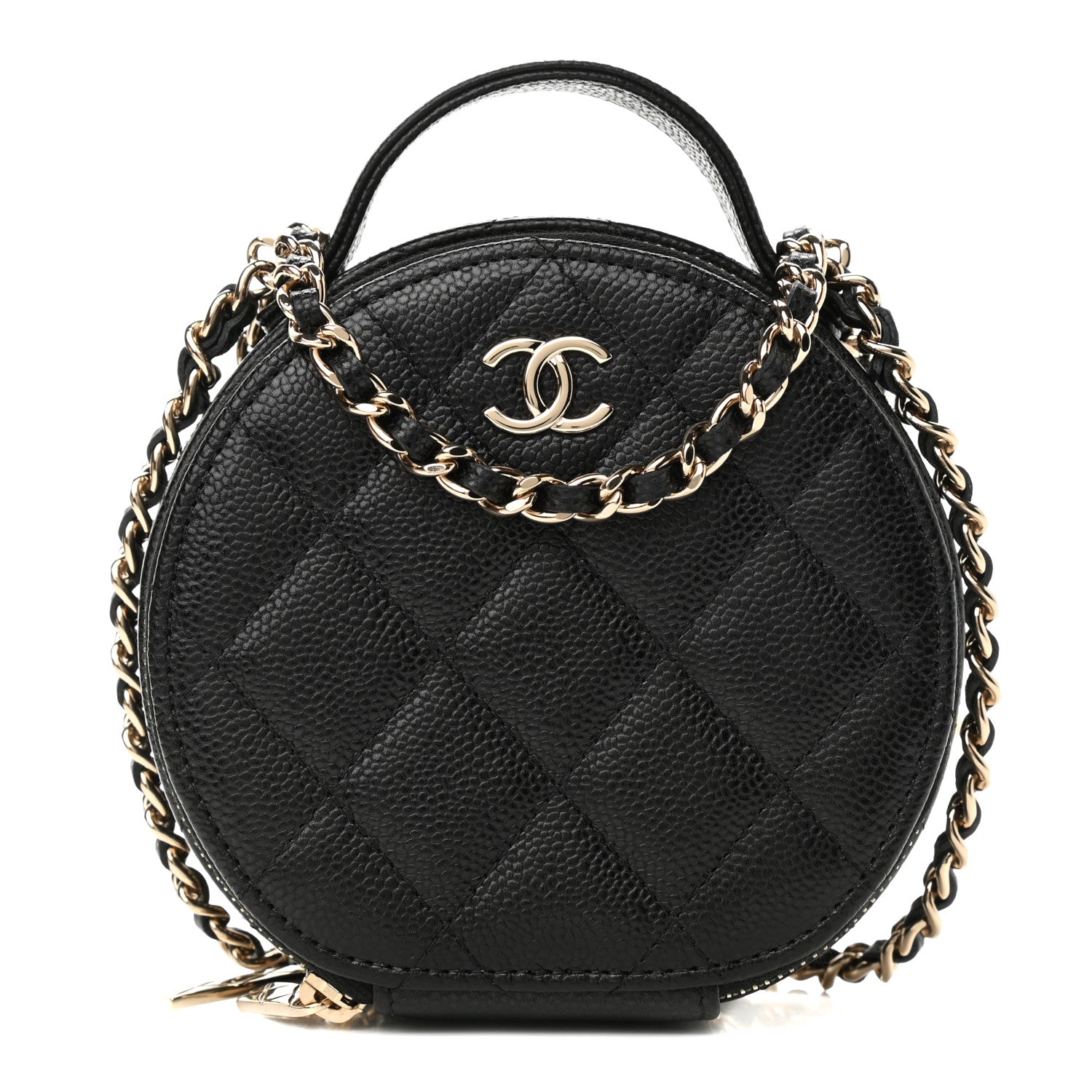 Chanel Caviar Quilted Round Handle With Care Vanity With Chain Black 1 of 12