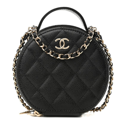 Chanel Caviar Quilted Round Handle With Care Vanity With Chain Black 1 of 12