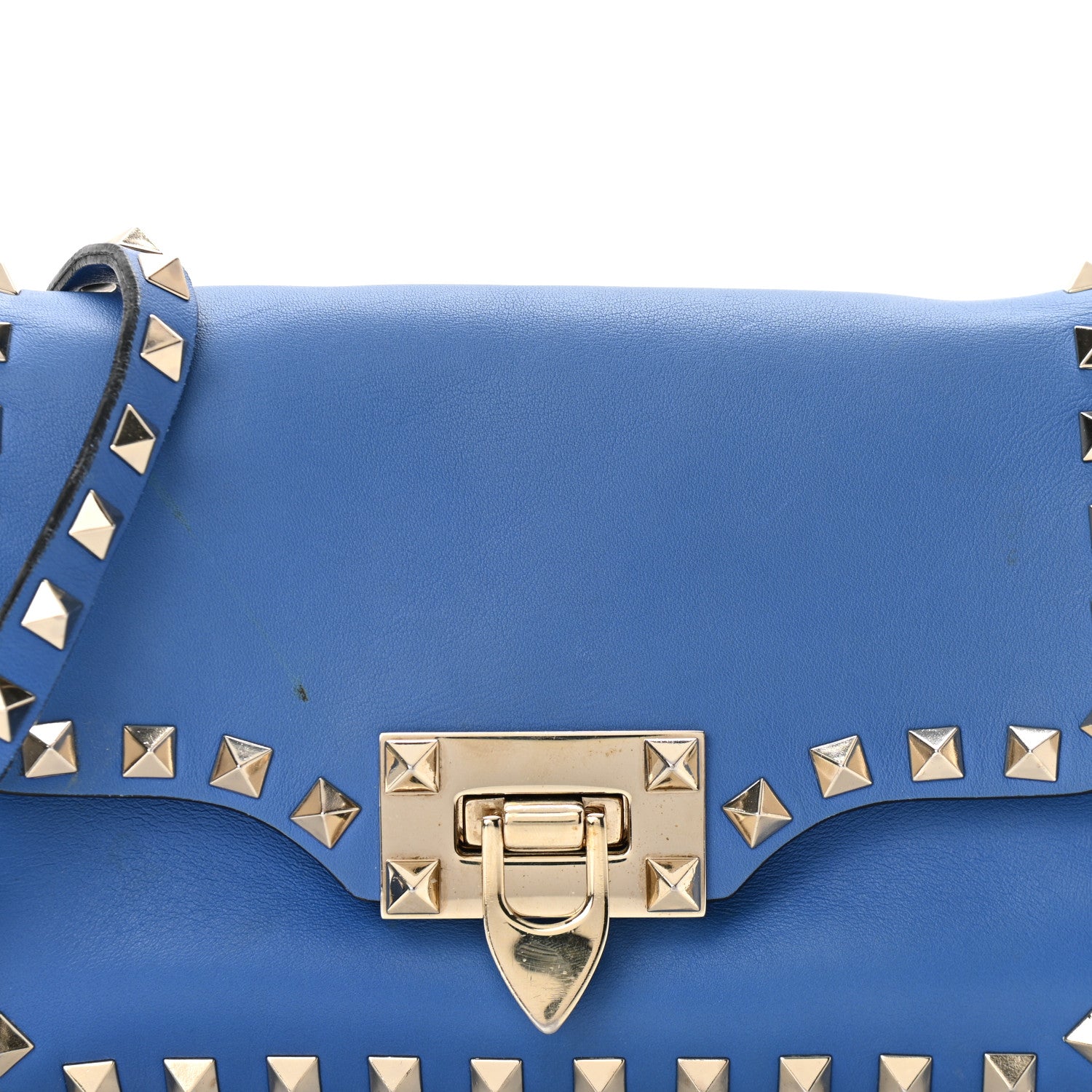 Valentino Garavani Vitello Mini Rockstud Flap Saddle Crossbody Bag Light Sapphire 8 of 10