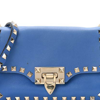 Valentino Garavani Vitello Mini Rockstud Flap Saddle Crossbody Bag Light Sapphire 8 of 10