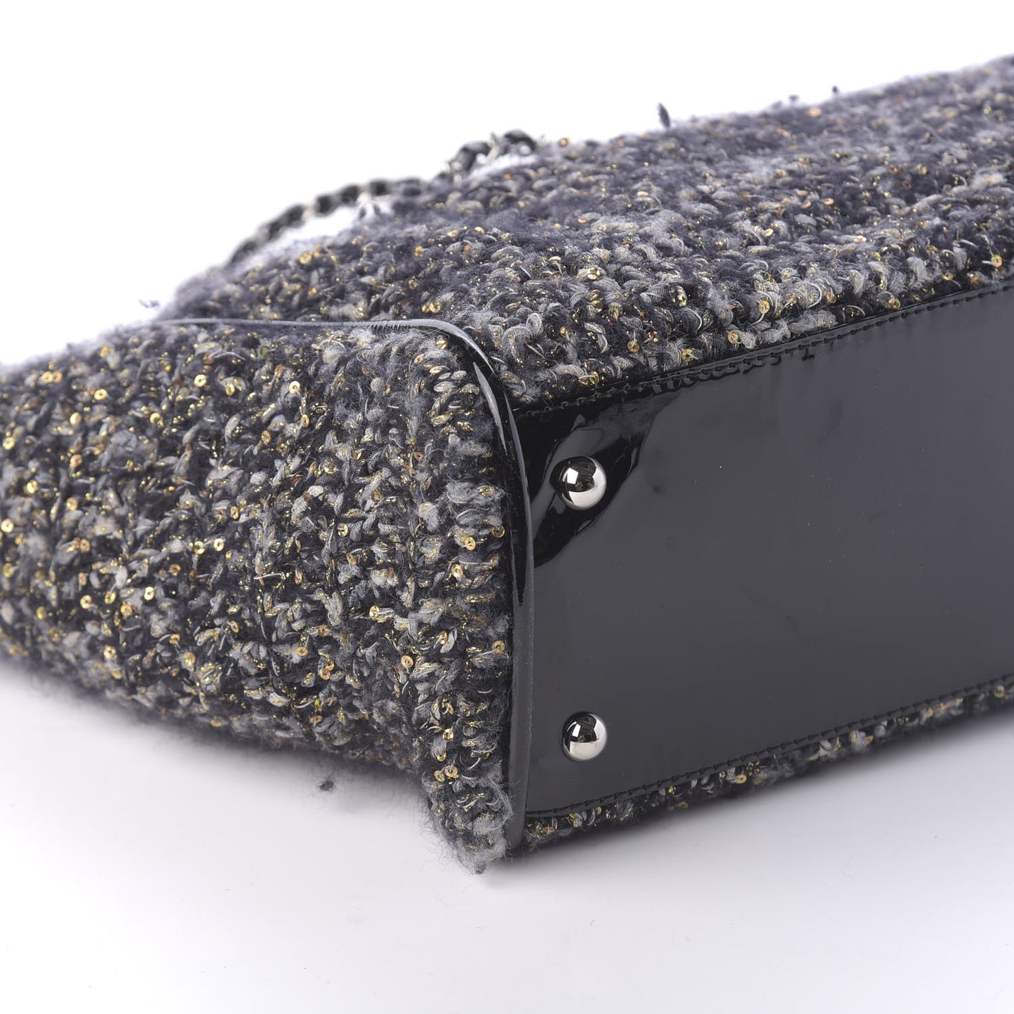 Patent Tweed Sequin Shopping Tote Multicolor