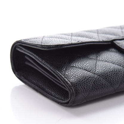 Chanel Caviar Quilted Large Gusset Flap Wallet Black 9 of 11