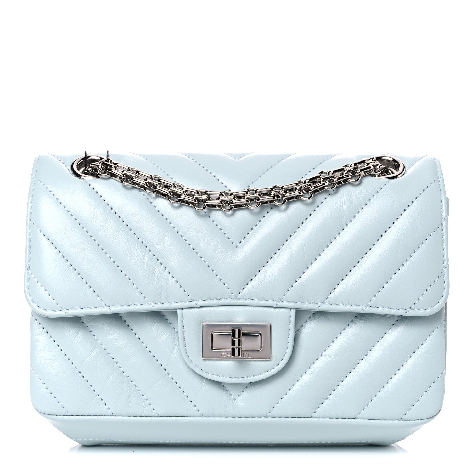 Chanel Aged Calfskin Chevron Quilted 2.55 Reissue Mini Flap Light Blue 1 of 10