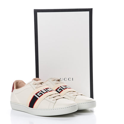 Gucci Calfskin Stripe Womens New Ace Sneakers 37.5 New Mystic White Ecru Red Flame 8 of 8