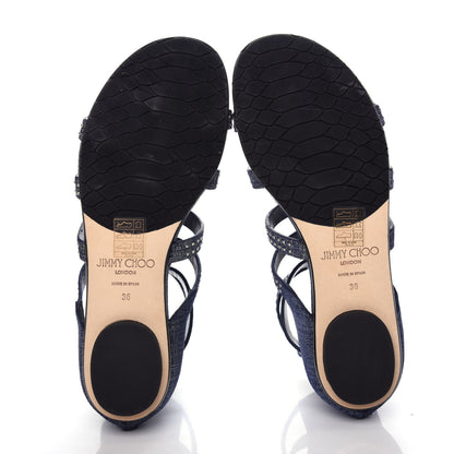 Jimmy Choo Denim Nix Gladiator Flat Sandals 36 Light Indigo 6 of 10