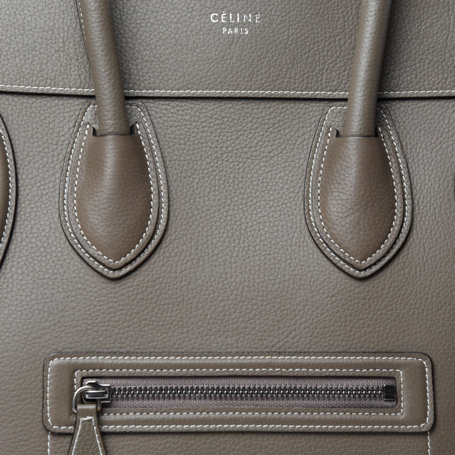Celine Drummed Calfskin Mini Luggage Souris 13 of 13