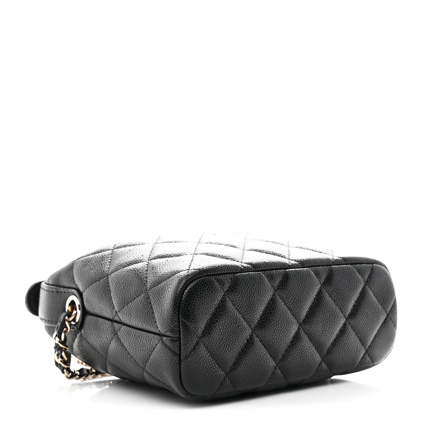 Caviar Quilted Hobo Clutch With Chain Black