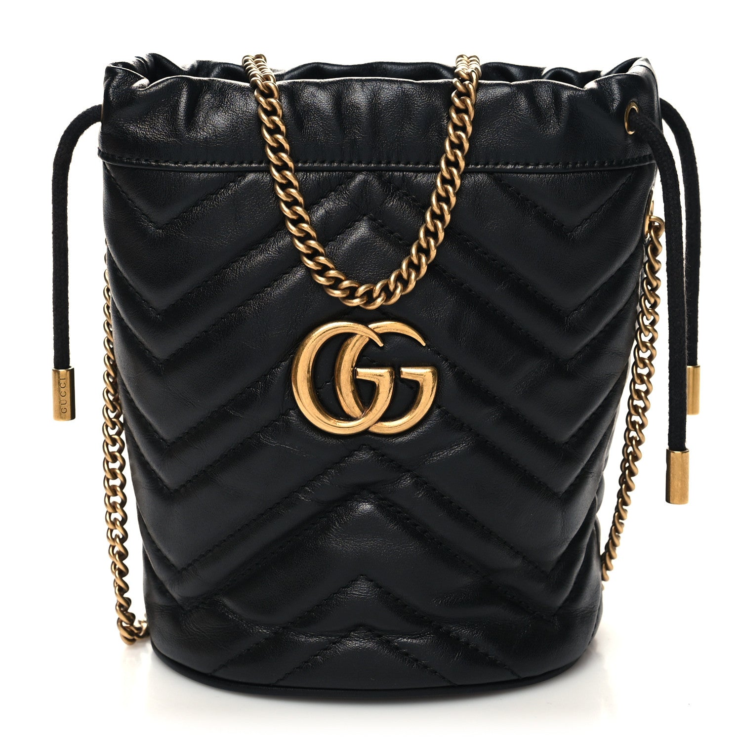 Gucci Calfskin Matelasse Mini GG Marmont 2.0 Bucket Bag Black 1 of 10