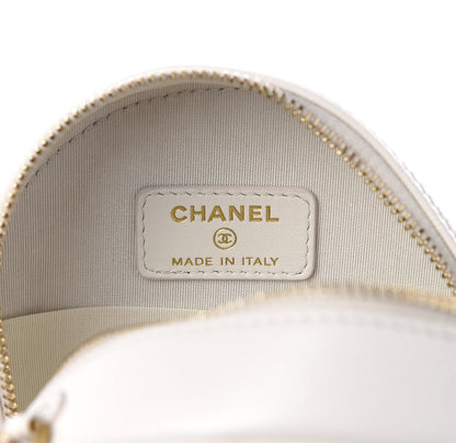 Chanel Goatskin Quilted 19 Round Clutch With Chain White 5 of 8