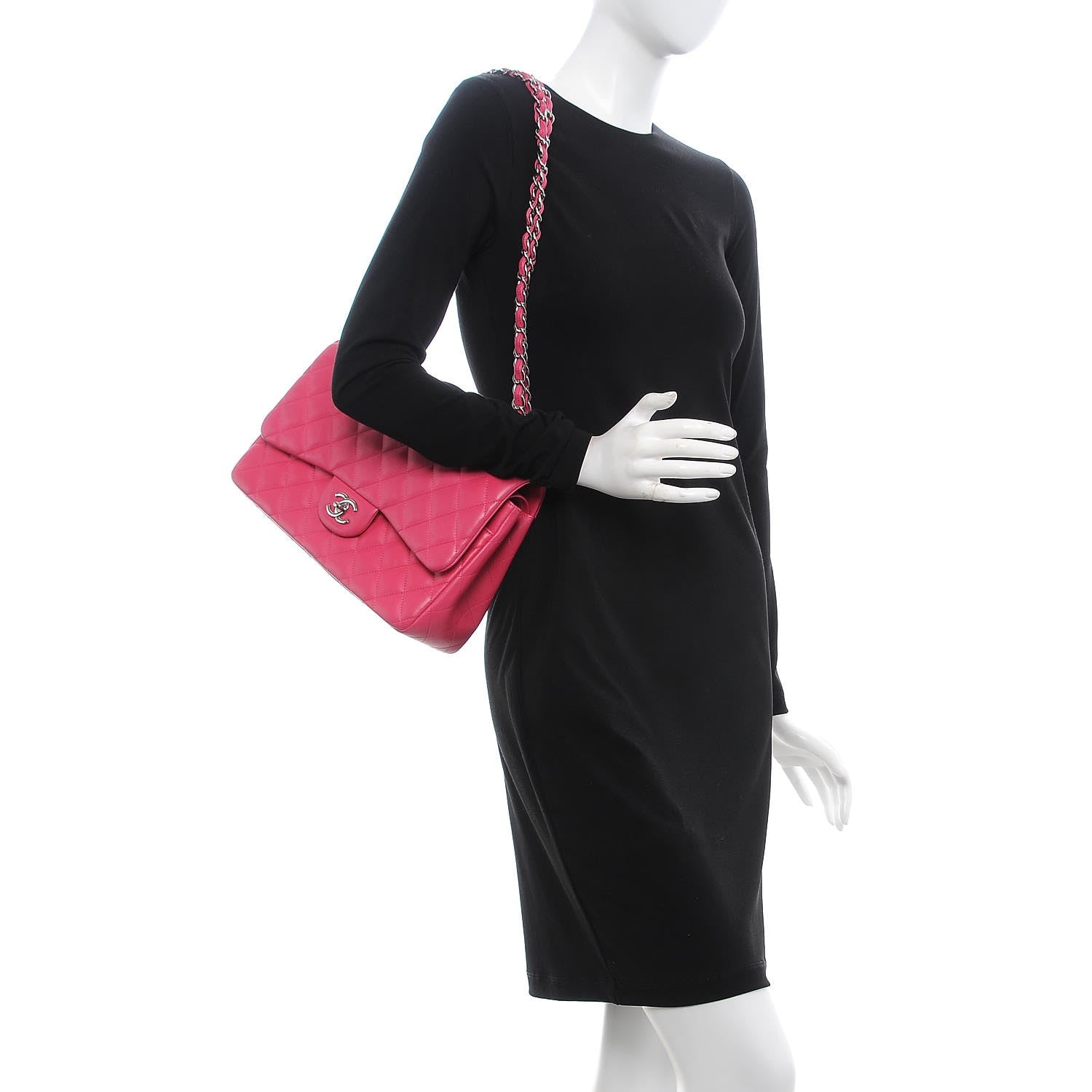 Chanel Lambskin Quilted Jumbo Double Flap Dark Pink 2 of 12