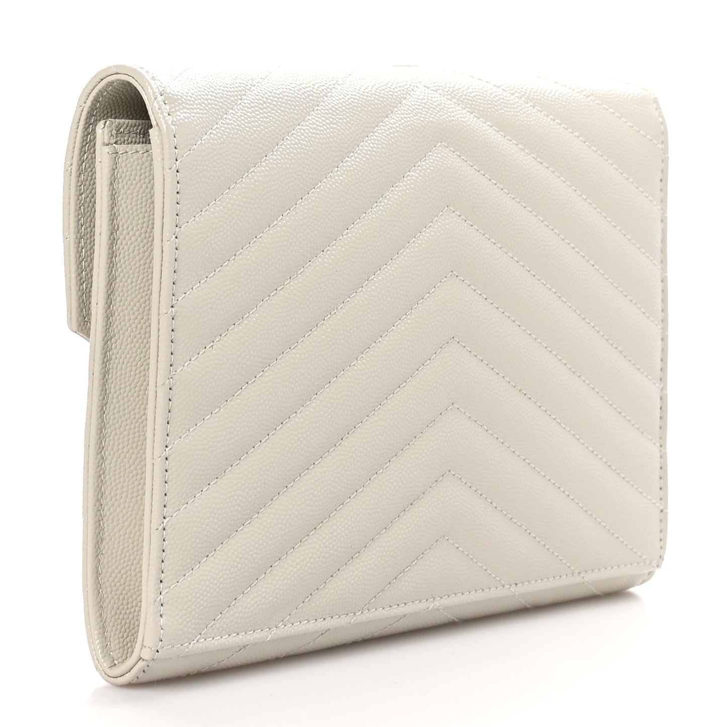 Grain De Poudre Matelasse Chevron Monogram Envelope Clutch Crema Soft