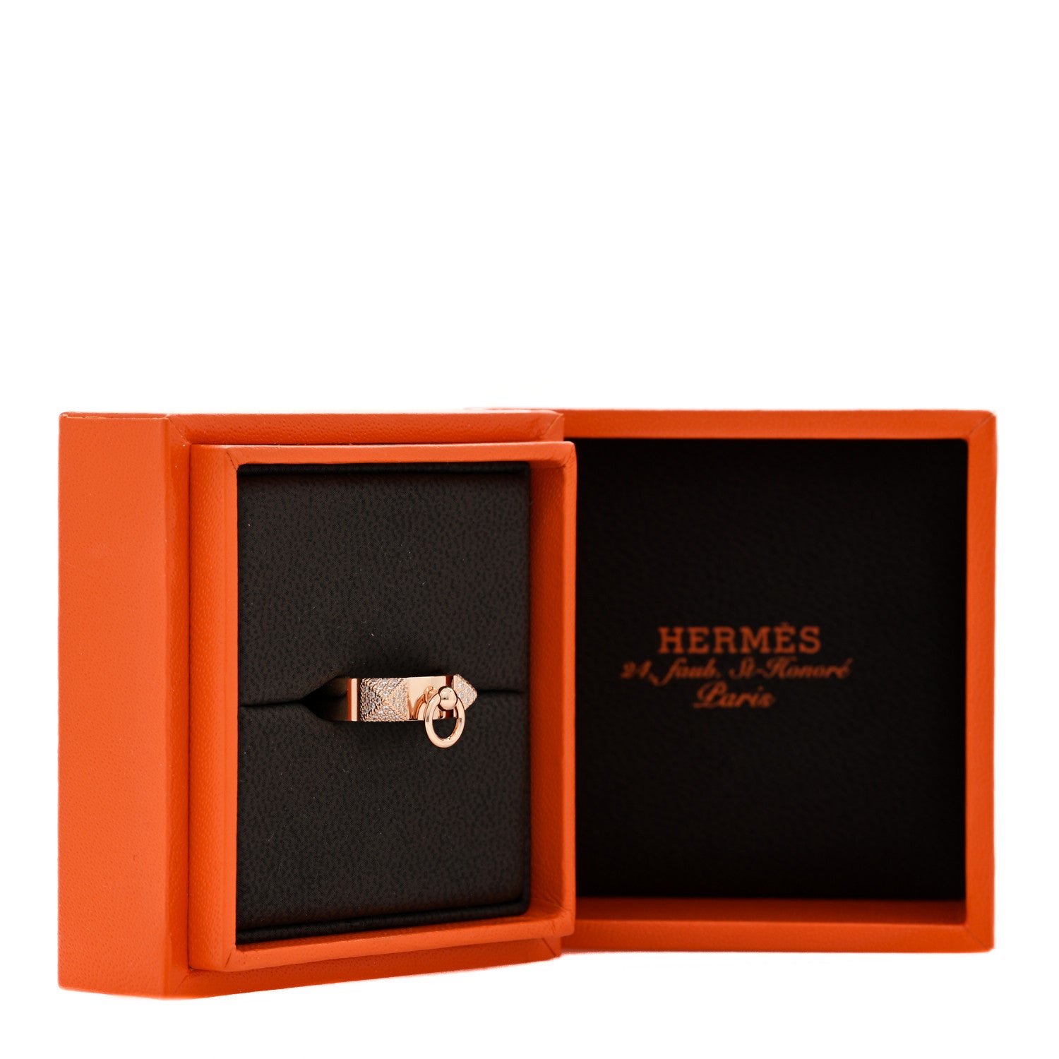 Hermes 18K Rose Gold Diamond PM Collier de Chien Ring 49 5 5 of 5