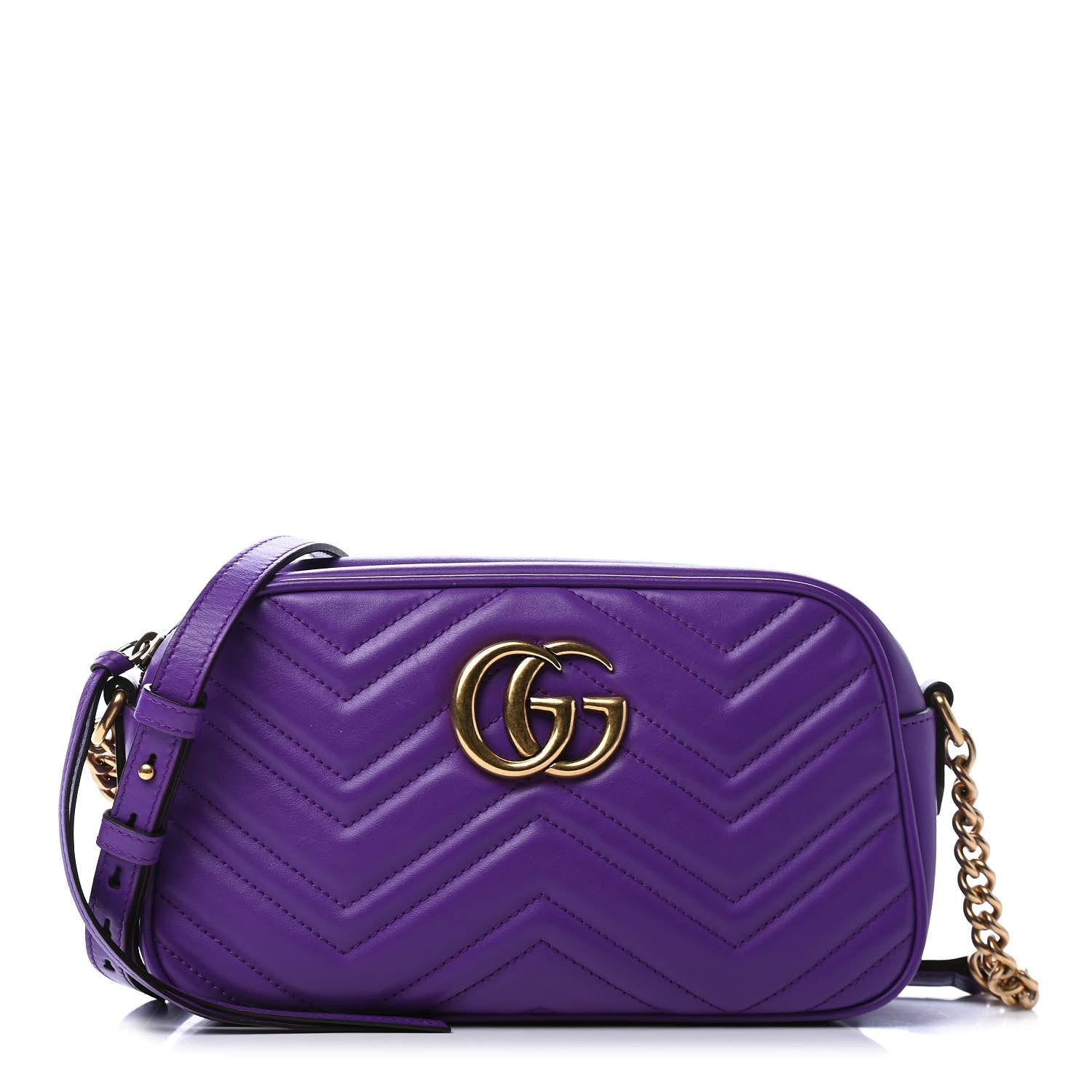 Gucci Calfskin Matelasse Small GG Marmont Chain Shoulder Bag Shine Purple 1 of 6