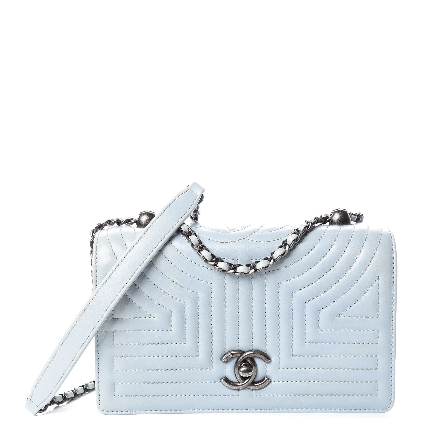 Chanel Calfskin Quilted Small Korean Garden Flap Light Blue 1 of 10