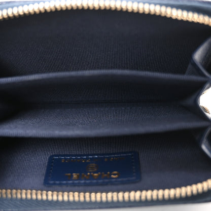 Chanel Caviar Quilted Zip Coin Purse Navy 5 of 8