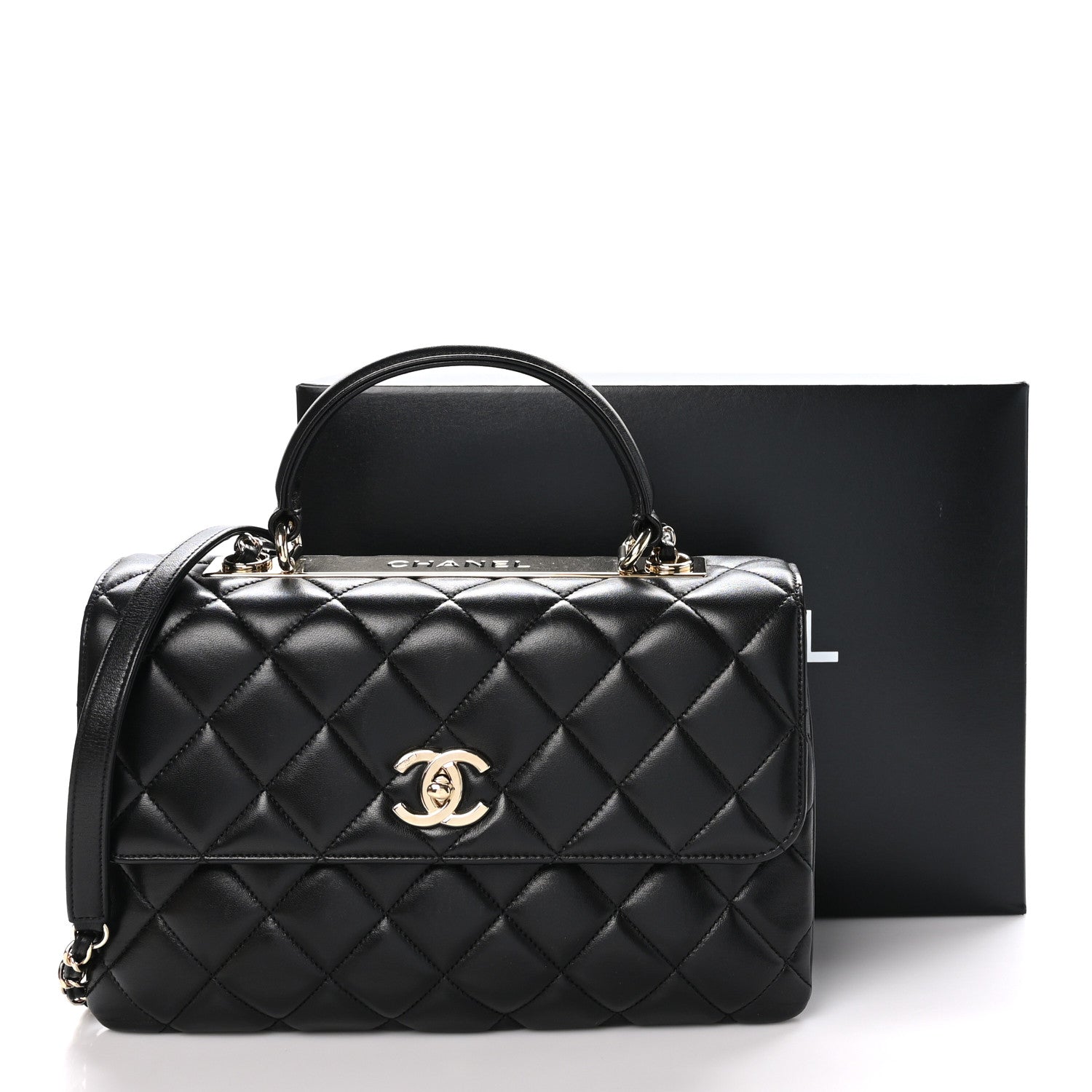 Chanel Lambskin Quilted Medium Trendy CC Flap Dual Handle Bag Black 12 of 12