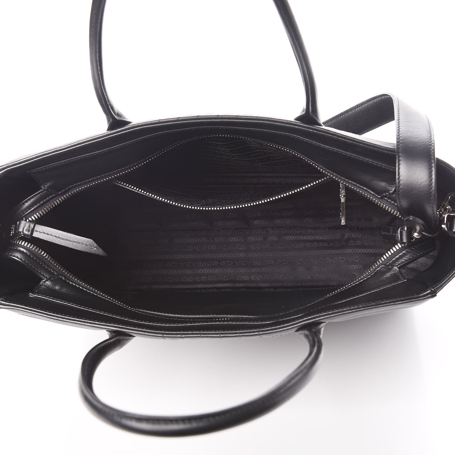 Prada Soft Calfskin Impunture Diagramme Tote Black 5 of 8