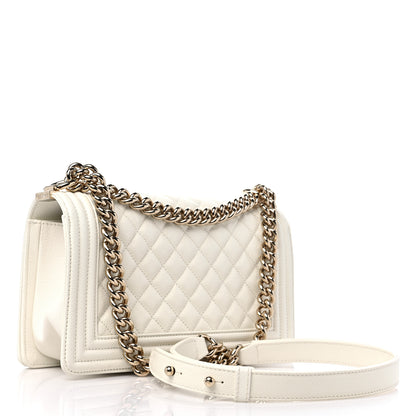 Chanel Caviar Quilted Medium Boy Flap White 3 of 10
