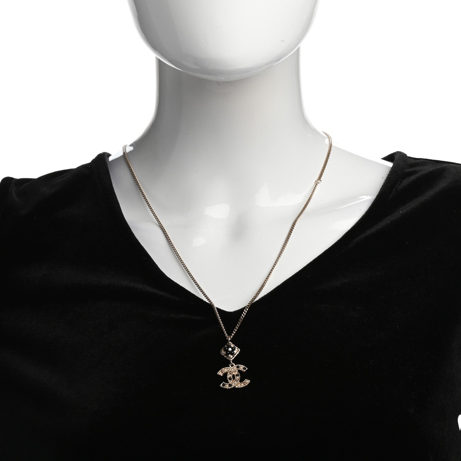 Chanel Crystal Pearl CC Candy Camellia Necklace Gold Black 2 of 5