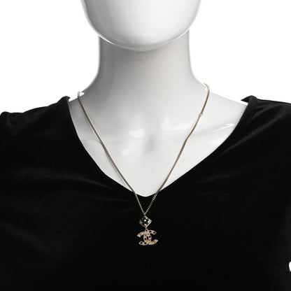 Chanel Crystal Pearl CC Candy Camellia Necklace Gold Black 2 of 5