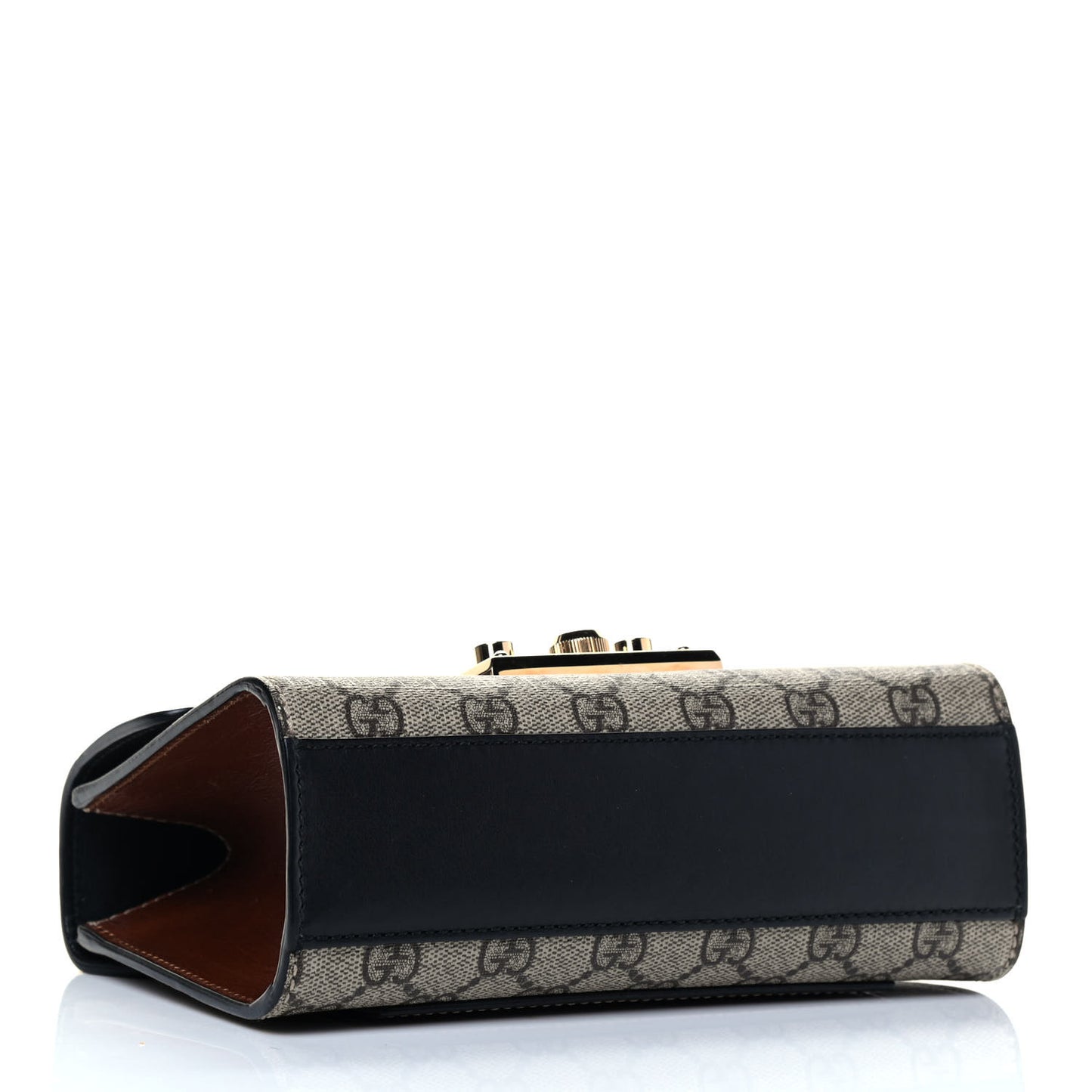 GG Supreme Monogram Calfskin Small Padlock Shoulder Bag Beige Black Cuir