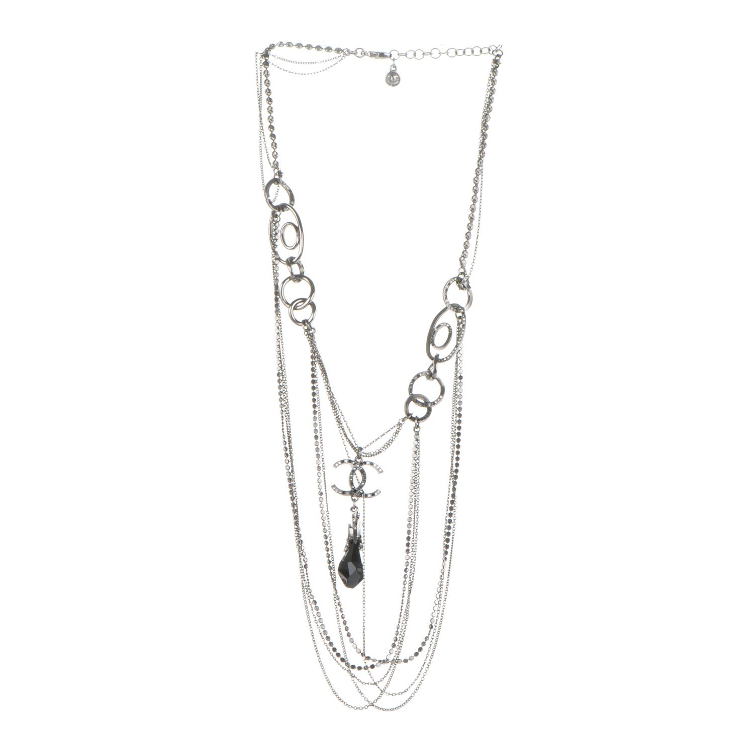 Chanel Ruthenium Crystal CC Long Multistrand Necklace 3 of 4