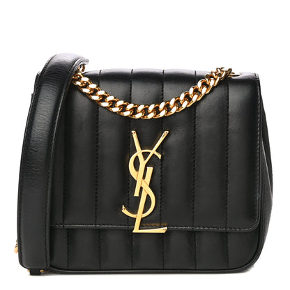 Saint Laurent Lambskin Matelasse Monogram Small Vicky Chain Bag Black 1 of 10