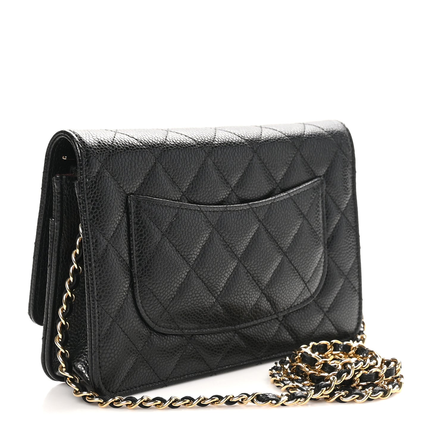 Caviar Quilted Wallet on Chain WOC Black