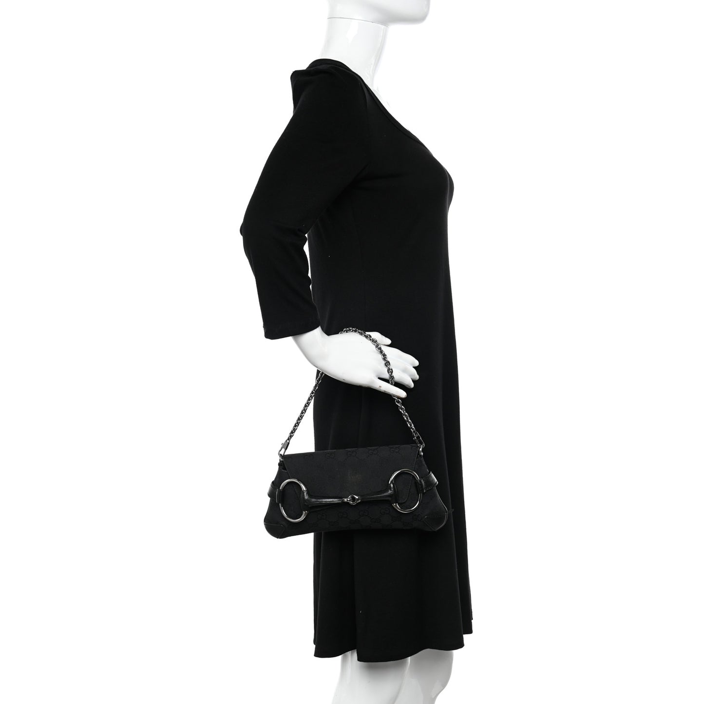 Monogram Horsebit Chain Clutch Black