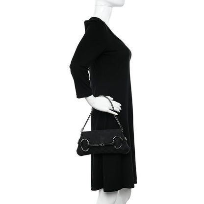 Gucci Monogram Horsebit Chain Clutch Black 2 of 12