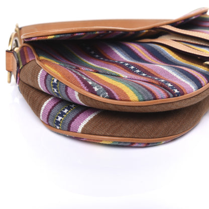 Christian Dior Canvas Striped Saddle Bag Multicolor 6 of 14
