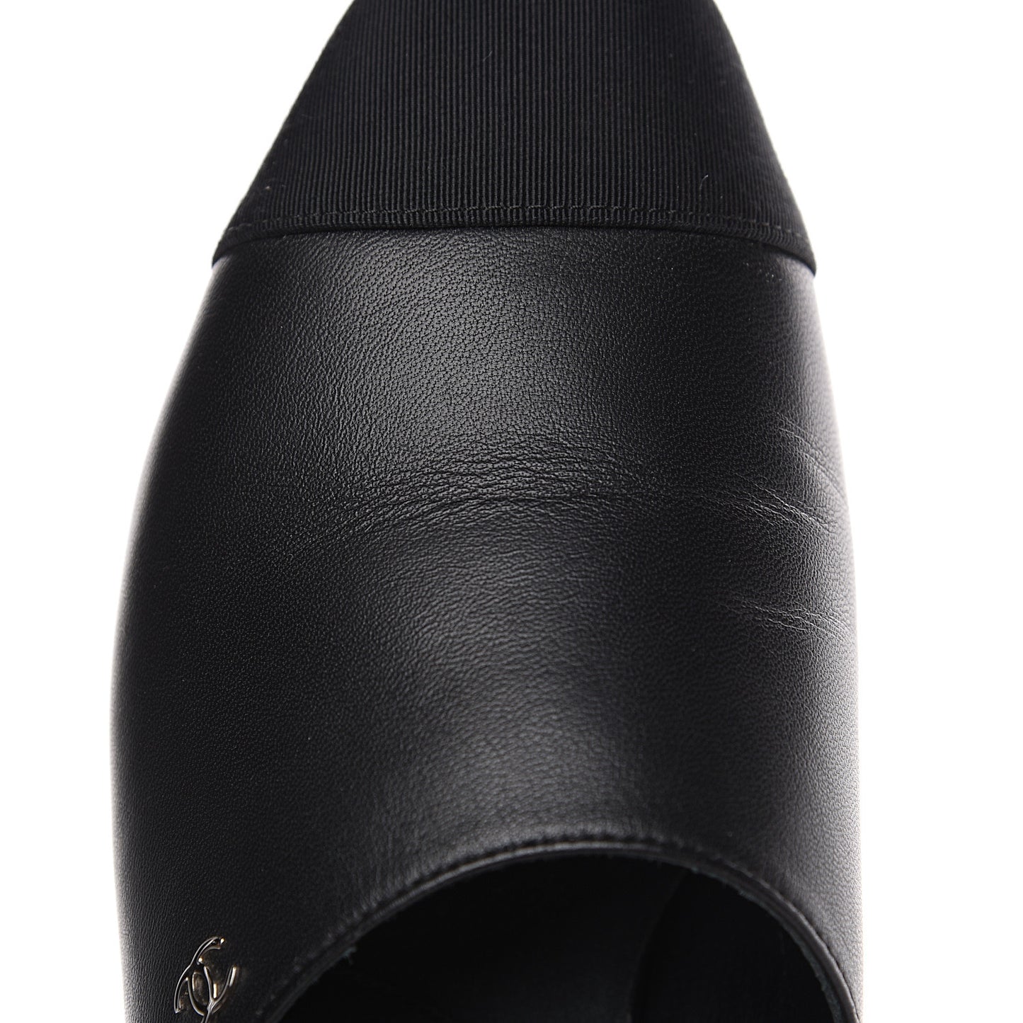 Lambskin Grosgrain Cap Toe CC Mules 36 Black