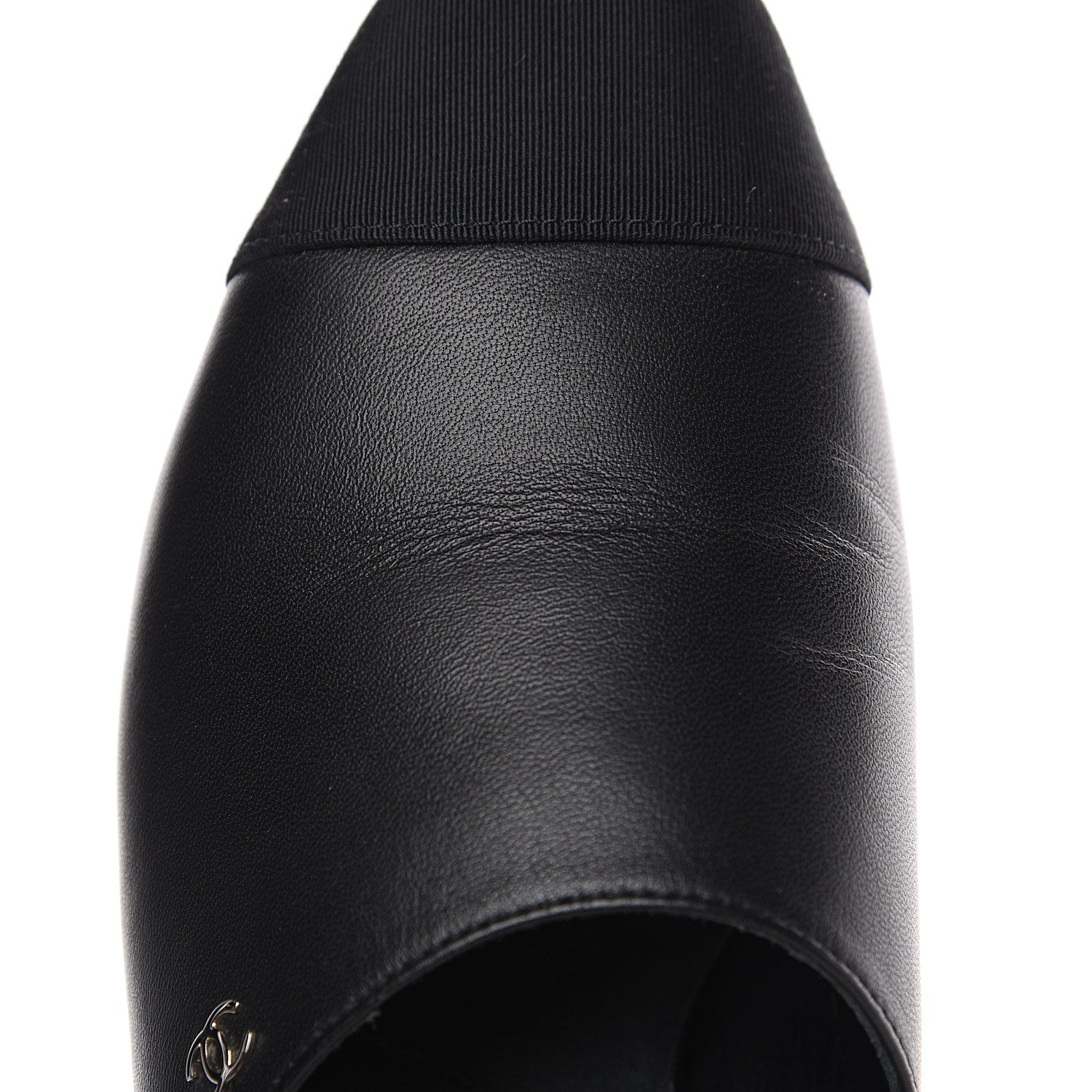 Chanel Lambskin Grosgrain Cap Toe CC Mules 36 Black 8 of 9