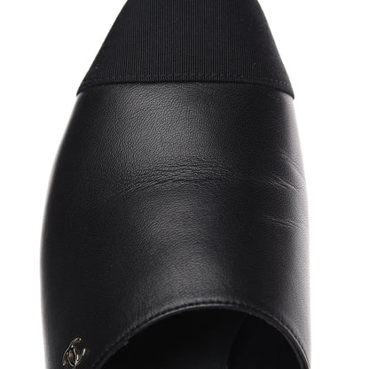 Chanel Lambskin Grosgrain Cap Toe CC Mules 36 Black 8 of 9