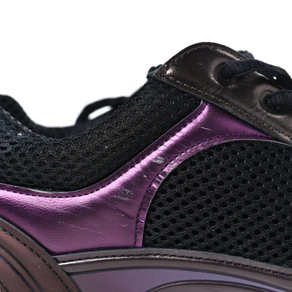 Chanel Fabric Laminated Calfskin Stretch CC Womens Sneakers 37.5 Black Purple Burgundy 11 of 12
