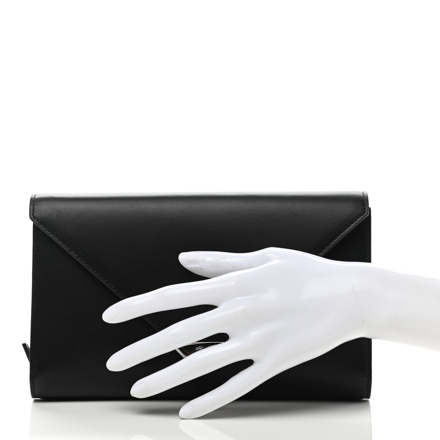 Calfskin Prisma Skeletal Envelope Wallet Clutch Black