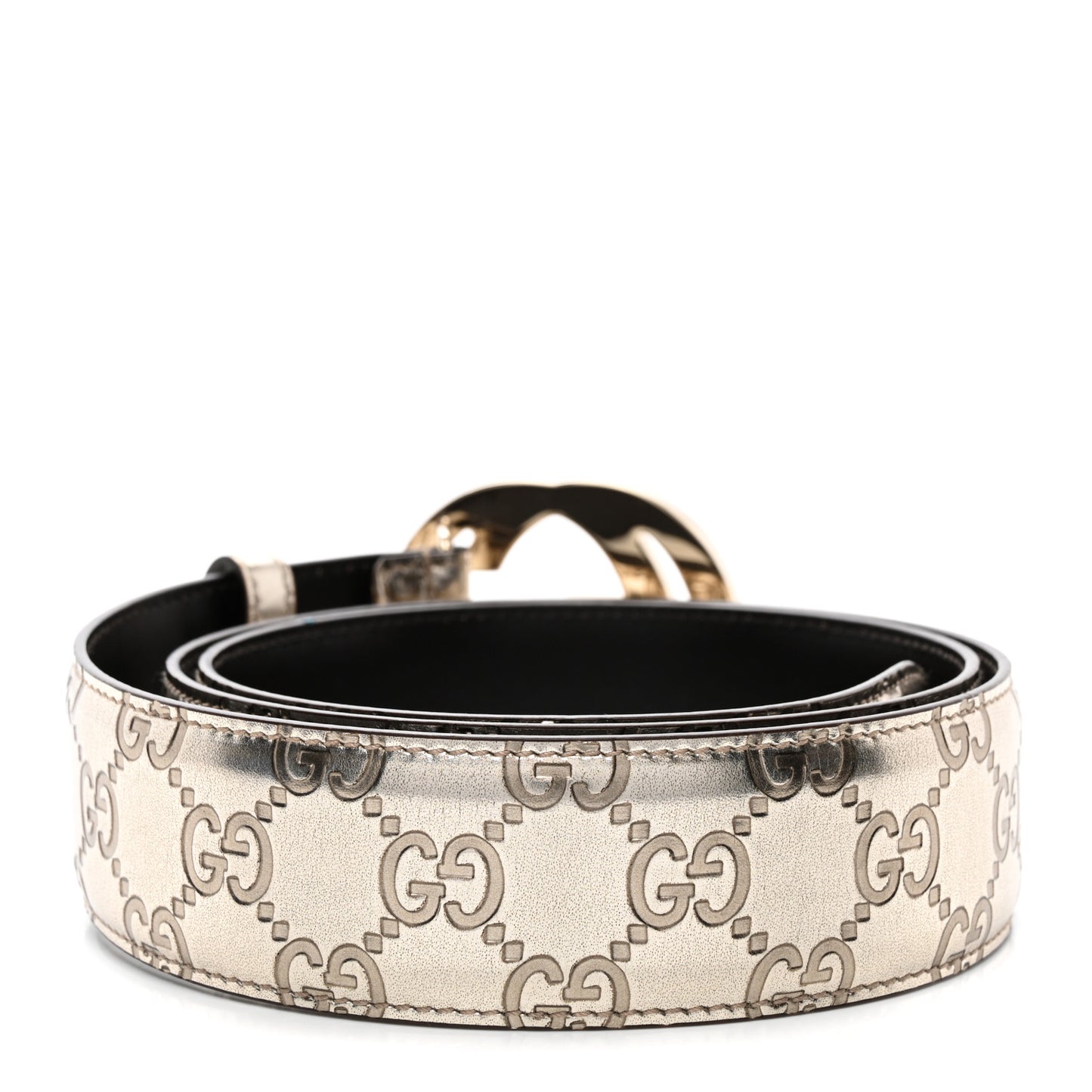 Metallic Guccissima Interlocking G Belt 100 40 Gold
