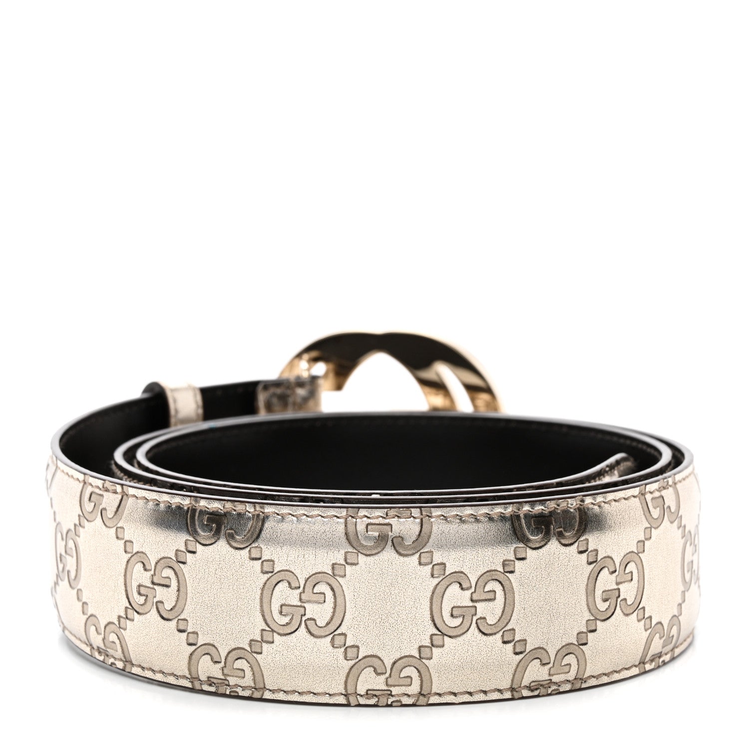 Gucci Metallic Guccissima Interlocking G Belt 100 40 Gold 2 of 5