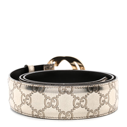 Gucci Metallic Guccissima Interlocking G Belt 100 40 Gold 2 of 5