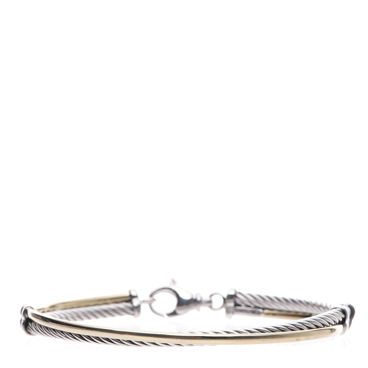 David Yurman Sterling Silver 18K Yellow Gold 3mm Crossover Bracelet 1 of 6