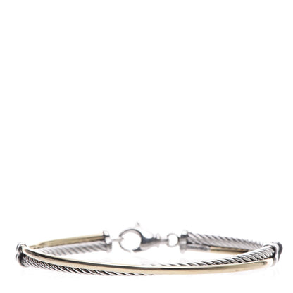 David Yurman Sterling Silver 18K Yellow Gold 3mm Crossover Bracelet 1 of 6