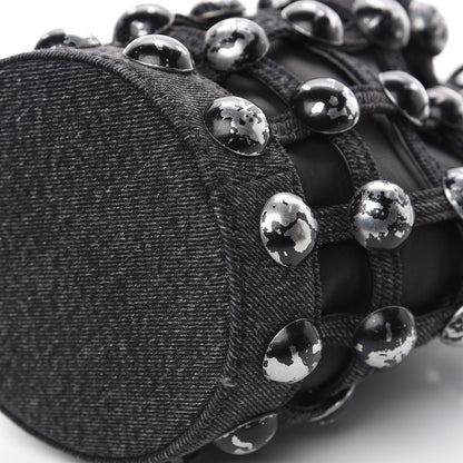 Alexander Wang Denim Embellished Mini Roxy Bucket Bag Grey Aged 11 of 11