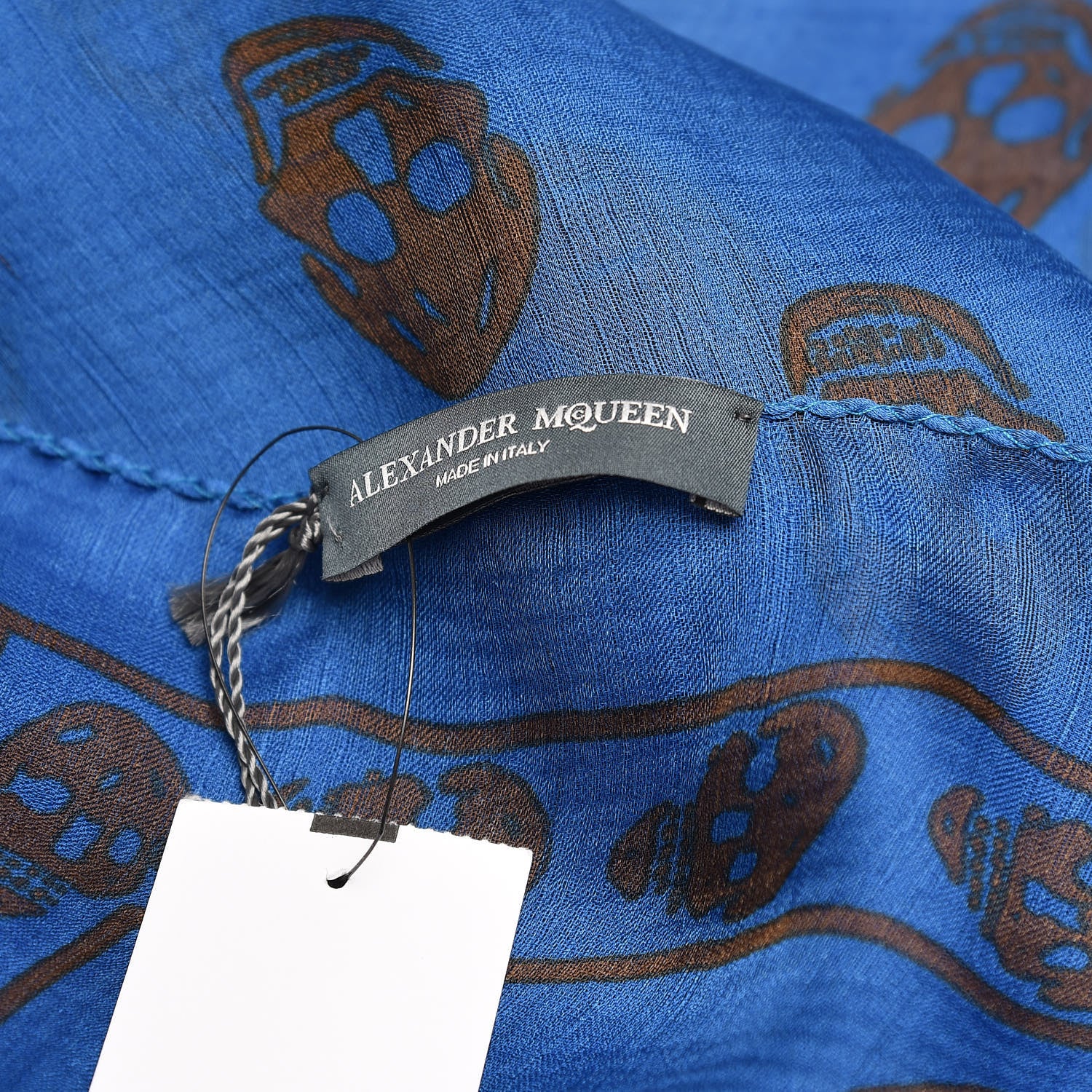Alexander McQueen Silk Chiffon Skull Scarf Blue 5 of 5