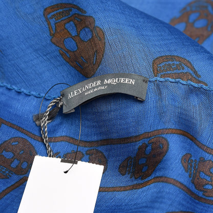 Alexander McQueen Silk Chiffon Skull Scarf Blue 5 of 5