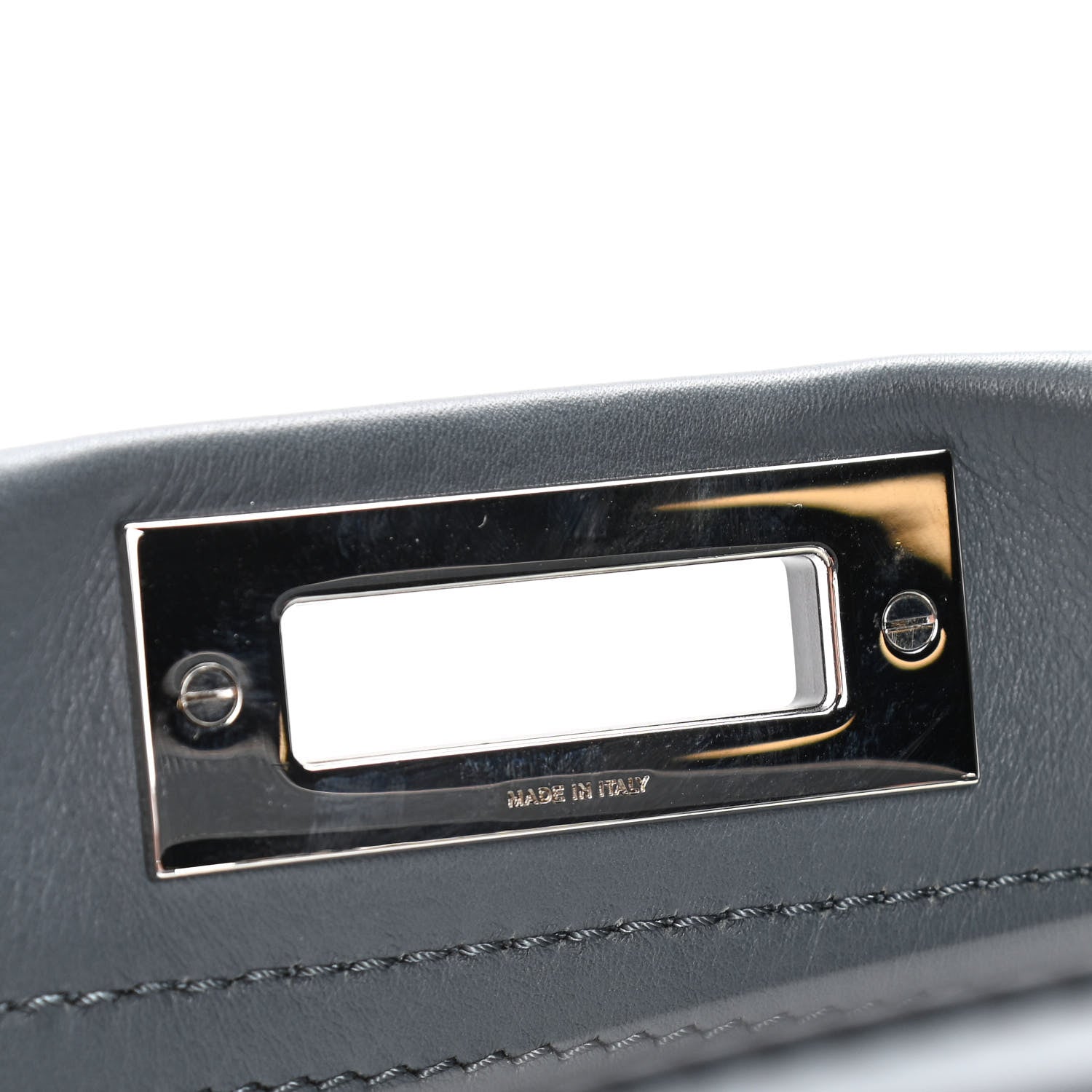 Fendi Vitello Seta Shiny Nappa Medium Peekaboo Iconic Satchel Tempesta Grigio Perla 7 of 13