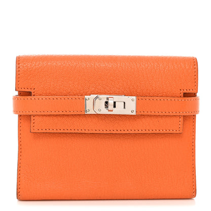 Hermes Chevre Mysore Kelly Compact Wallet Orange 1 of 12