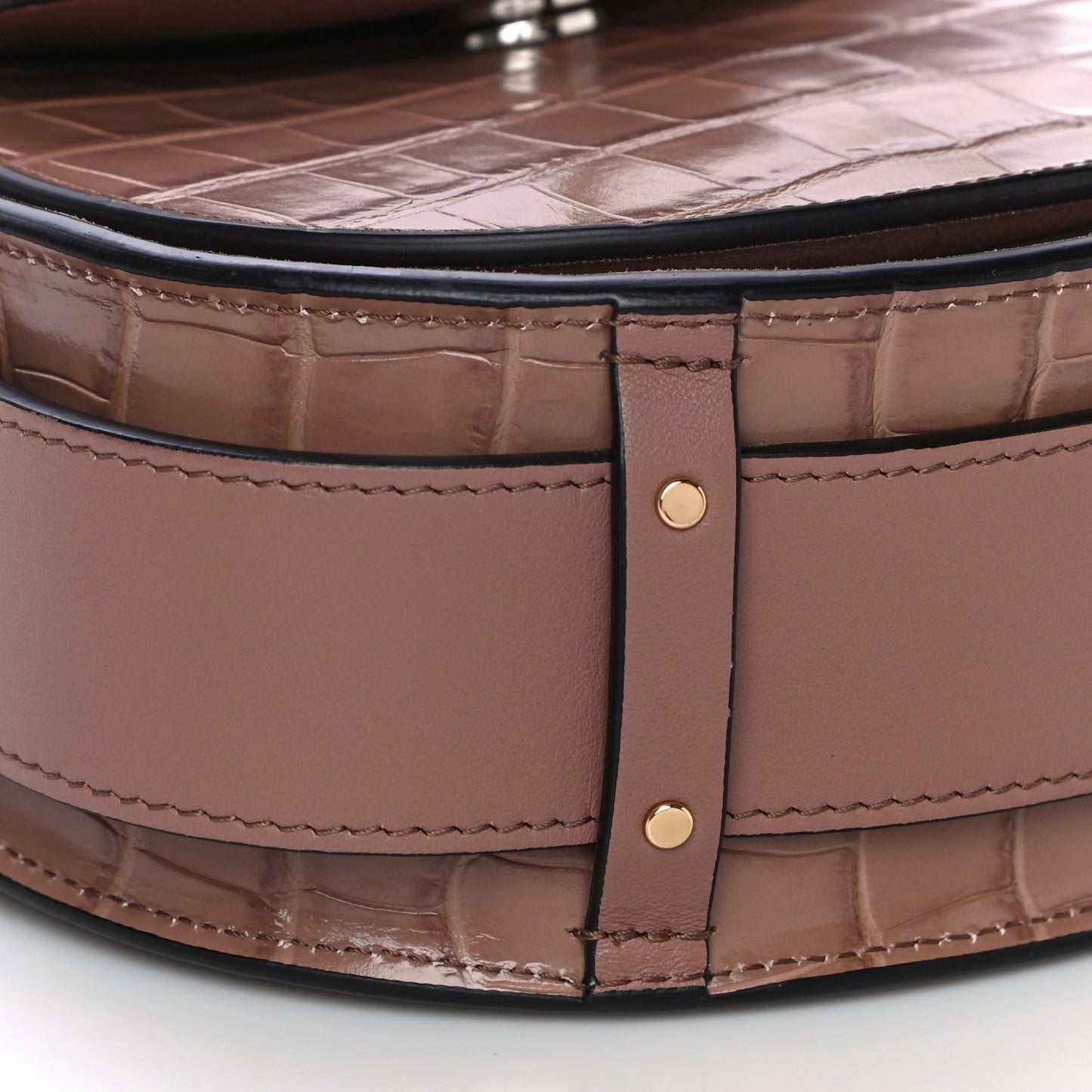 Calfskin Crocodile Embossed Small Tess Bag Woodrose