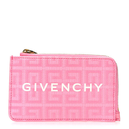 Givenchy Coated Canvas Logo 4G Cut Zip Card Holder Pink 1 of 8