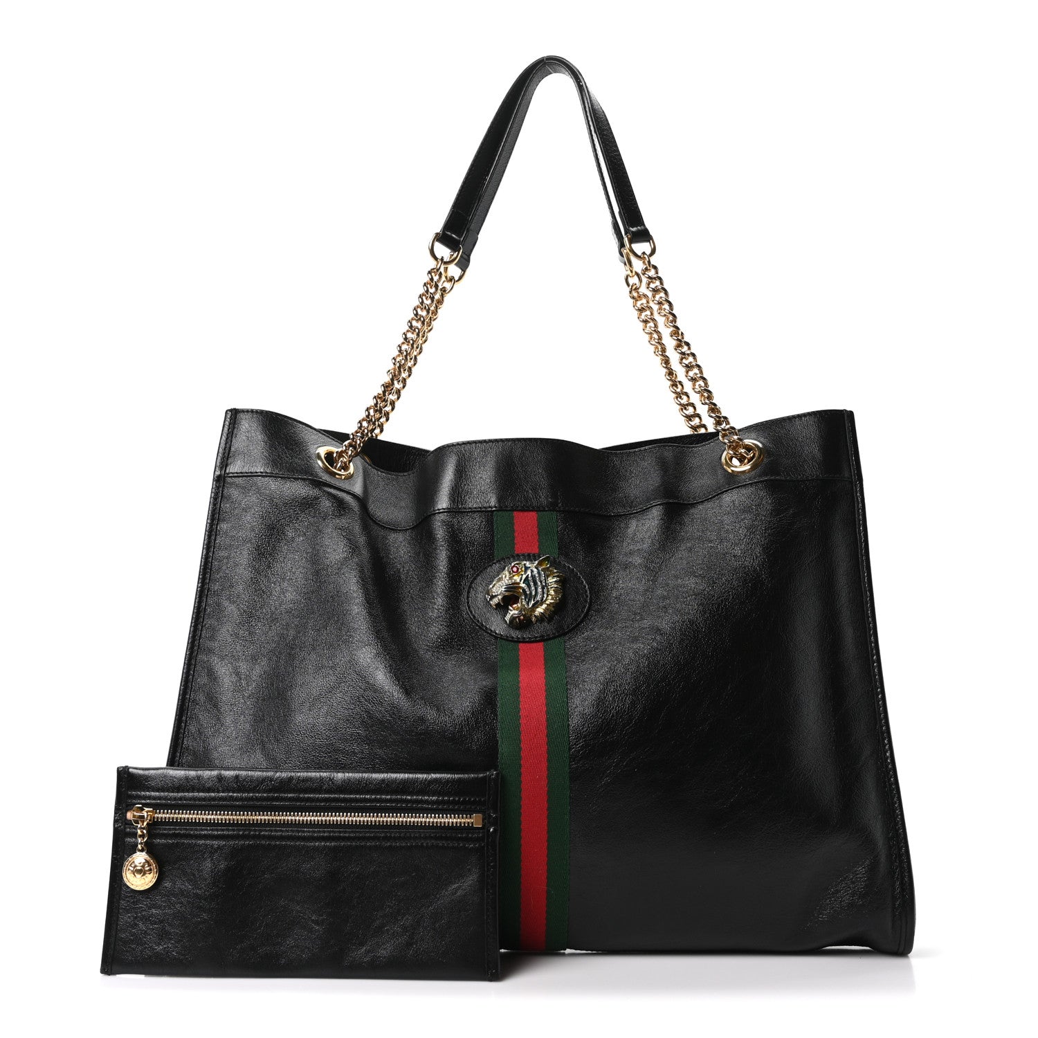 Gucci Calfskin Large Rajah Chain Tote Black 3 of 11